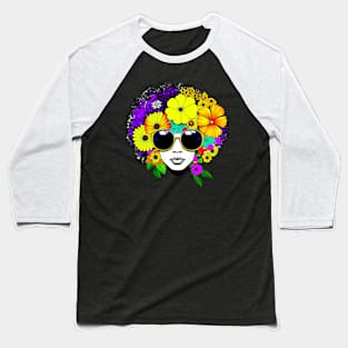 African American Woman, Afro American, Black Woman Gift, Flower Afro Woman, Black Woman Baseball T-Shirt